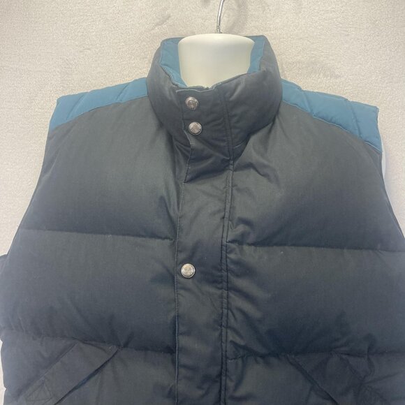 Vintage 90s Down Puffer Vest Mens Large L Black Blue Zip Warm Insulated Winter - Picture 4 of 16